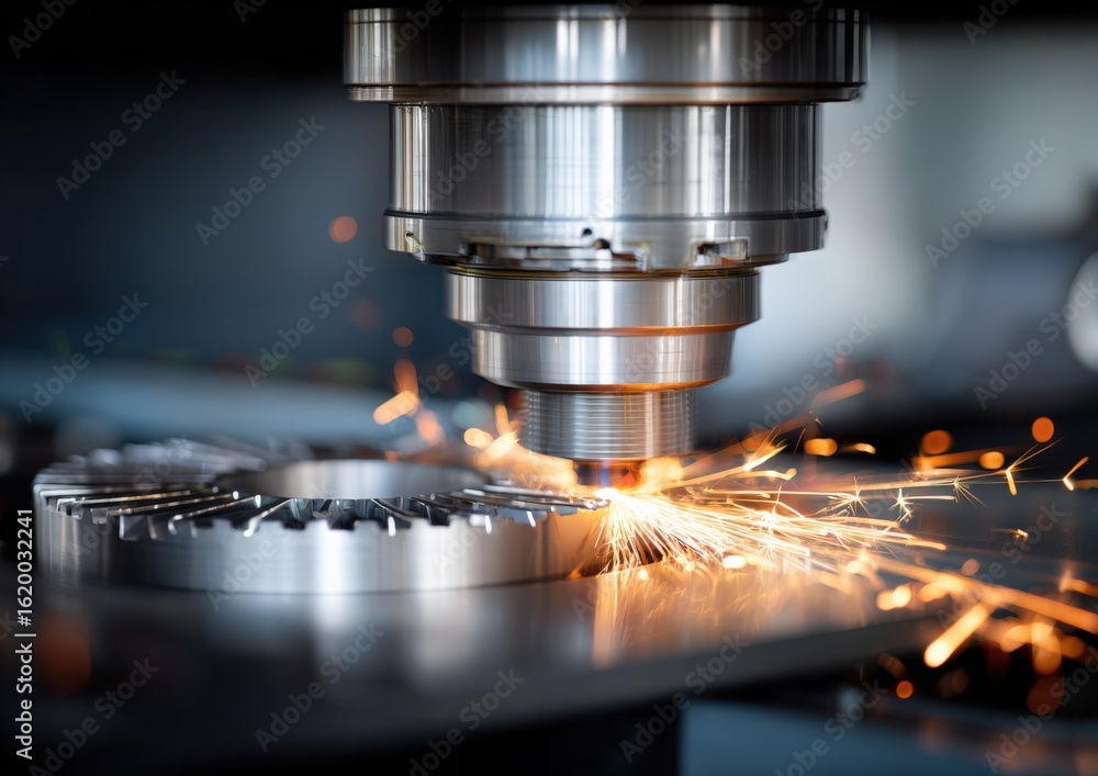 Aufkleber precision machining in action: captivating sparks from cnc milling process
