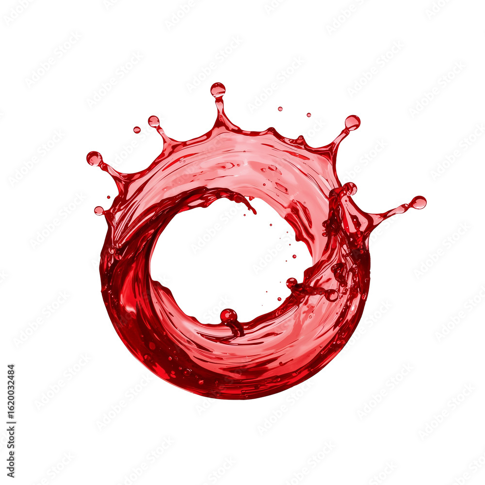 Aufkleber dynamic fluid eruption visualization featuring vibrant crimson liquid creating a circular splash