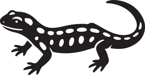 Spotted salamander silhouette black and white, Salamander on white background vector
