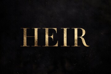 heir in elegant serif font with gold lettering on a dark textured background resembling aged parchment styled to evoke heritage legacy and timeless nobility in a classic refined design