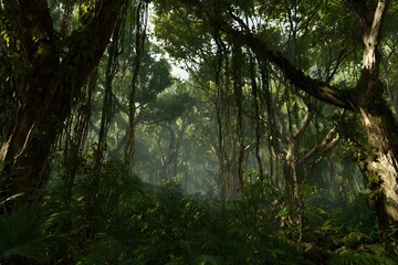 Feel the lush, tangled embrace of vibrant jungle life teeming with wild energy.