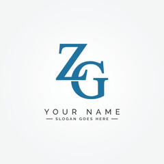 ZG Vector Logo Template - Simple Icon for Initial Letter Z and G Monogram