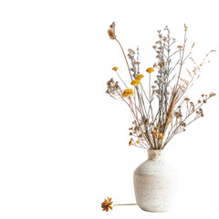 Dried flower arrangement in a ceramic vase