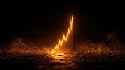 Dynamic Financial Growth Visualization: Radiant Chart Against Dark Background