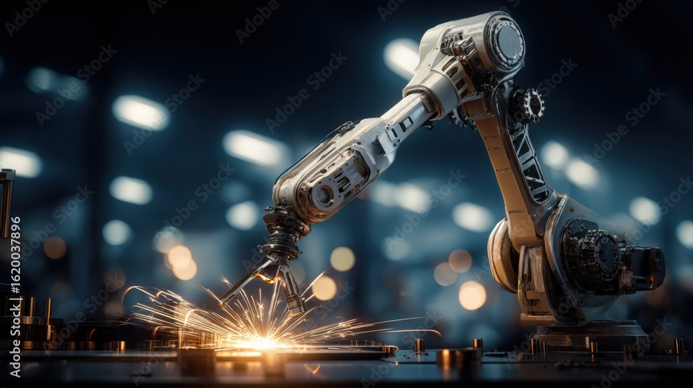 Poster advanced robotic arm in action sparking innovation in manufacturing
