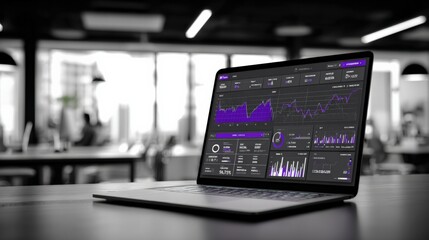 Modern Data Visualization on Laptop in a Contemporary Workspace