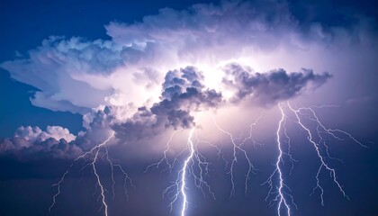 Dramatic lightning storm clouds