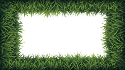 Artistic frame designed with realistic grass texture forming a natural border for creative and eco friendly designs, PNG, isolated on transparent background.