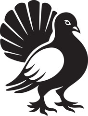 Stylized bird with fanned tail vector, Black and white elegant bird design