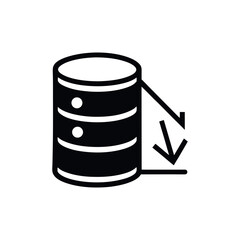Vector art of database icon with download arrows, black and white vector graphic