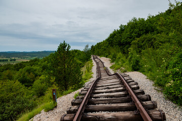 abandoned railway in the forest