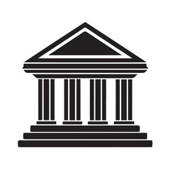 Bank Building Silhouette Vector