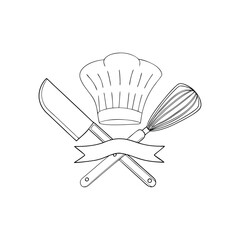 Chef Logo with Utensils and Banner