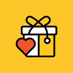 Vector art of gift box with a heart symbol, representing love and appreciation