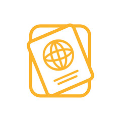 Vector art of orange outline icon of passports for international travel