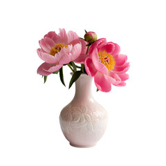  vase with flowers on White Background