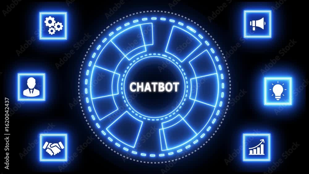 Poster chatbot customer service automation nlp natural language processing business technology concept. glo