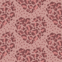Hand-drawn heart-shaped leopard print pattern