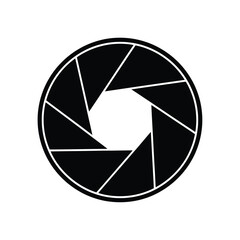 Vector illustration of black camera aperture icon isolated on white background