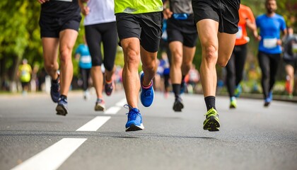Marathon runners on city street