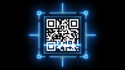 scan QR code barcode animation on black background, QR code scanner animated. suitable for scanner application a QR code on a scanned with a laser. - Powered by Adobe