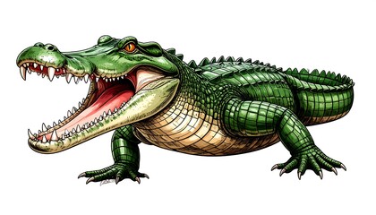 Crocodile in profile, mouth agape