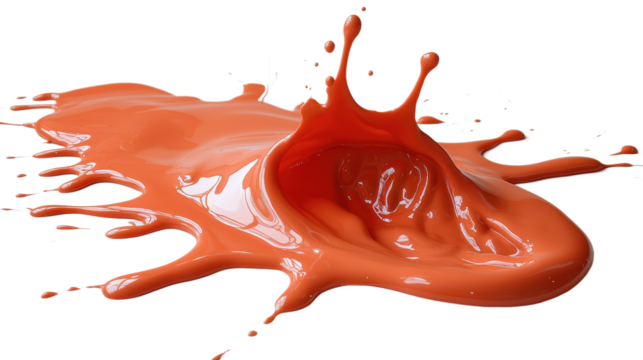 Orange paint splash capturing motion and fluidity in an abstract creative artwork, PNG, isolated on transparent background.