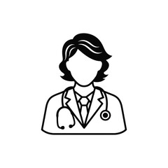 Vector illustration of doctor with stethoscope icon isolated on white background