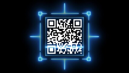 Animation of data processing and qr code Scanning the QR code icon ,Scanning Parcel Barcode. Online Retail Shop Order in Drops hipping Delivery Service Warehouse. QR Code Reader with Success Approval - Powered by Adobe