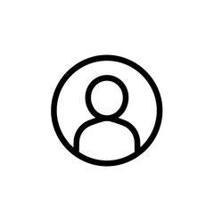 Simple line art profile icon of a person in a circle  