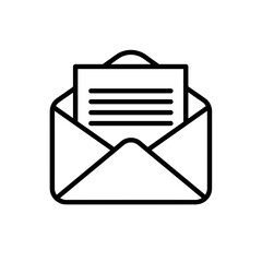 Open envelope with a letter inside in minimalistic line art style  