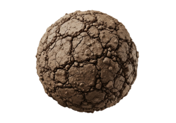 Cracked Mud Sphere Texture Isolated on White
