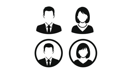 Vector illustration of male and female user icons isolated on white background