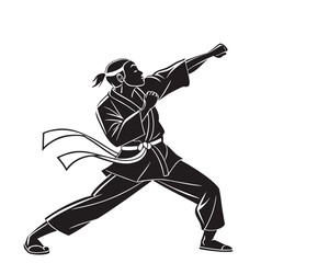 Obraz premium karate player vector transparent background