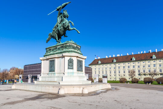 View of Erzherzog Karl - Equestrian Statue in Heldenplatz, Vienna, Austria