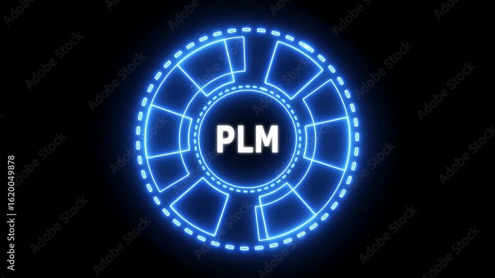 Poster plm product lifecycle management system technology concept. technology, internet and network concept