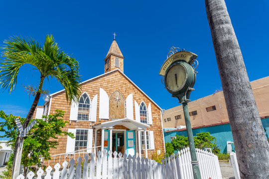 View of Methodist Church on Front Street, Philipsburg, St. Maarten, Leeward Islands, West Indies, Caribbean