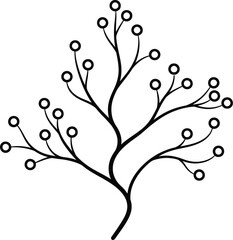 Minimalist branch with berries vector illustration isolated art