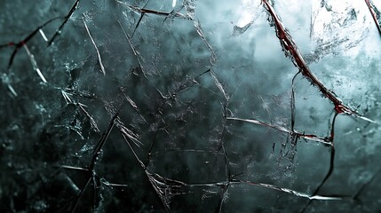 Dark Cracked Glass with Red Streaks