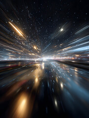 light trails on the road in night