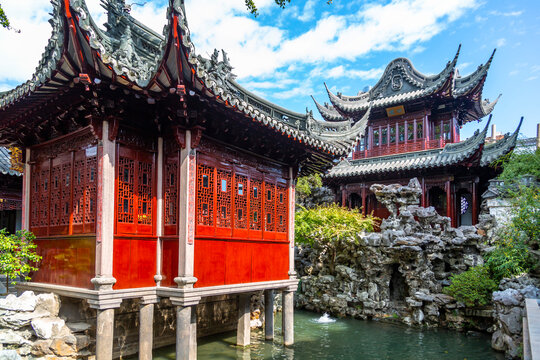 View of traditional Chinese architecture in Yu Garden, Shanghai, China, Asia