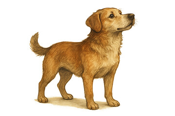 artistic golden retriever isolated on transparent background