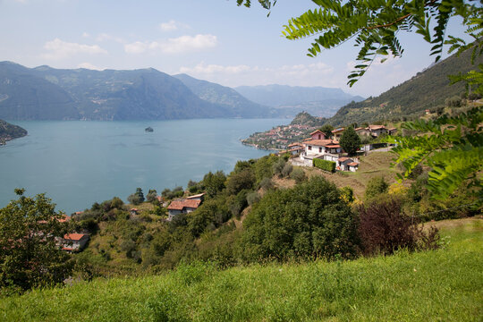 View toward Marone from near Sale Marasino, Lake Iseo, Lombardy, Italian Lakes, Italy