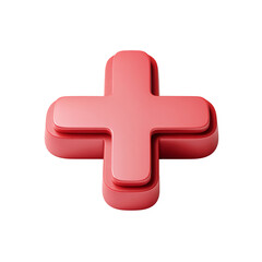 Obraz premium A detailed, red, plus symbol floating. Its simplicity is complemented by the meticulous craftsmanship of its form