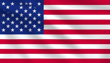 U.S. flag featuring 13 red and white stripes and 50 stars on a blue canton, waving in natural daylight