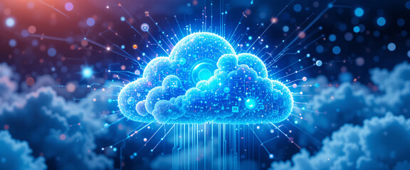 Futuristic digital cloud concept symbolizing innovation, connectivity, and advanced cloud computing technology
