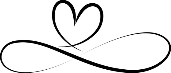 Love Heart Infinity Line Vector Illustration