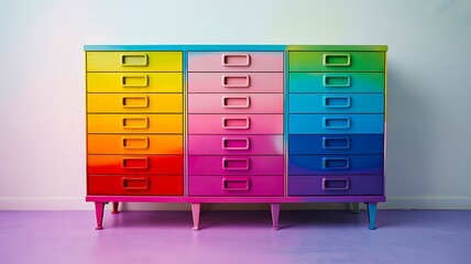 Modern rainbow colored drawer cabinet with stylish gradient design