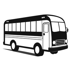 Bus black and white transport vector on white background.