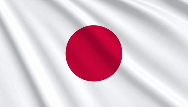 Japanese flag with crimson sun disc centered on pristine white field, minimal composition symbolizing purity and unity